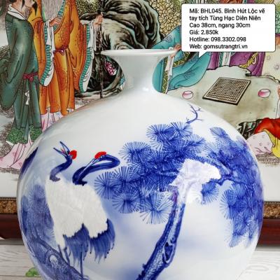 Bình hút tài lộc họa tiết Tùng Hạc Diên Niên